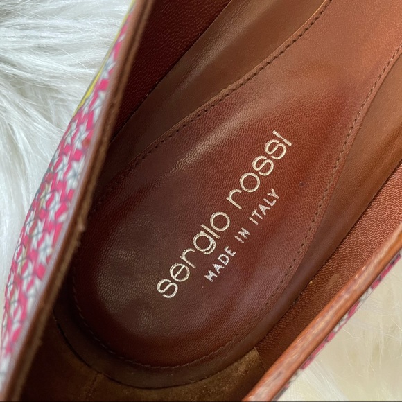 Sergio Rossi Printed Ballet Flats Leather Red 9 - Picture 8 of 8